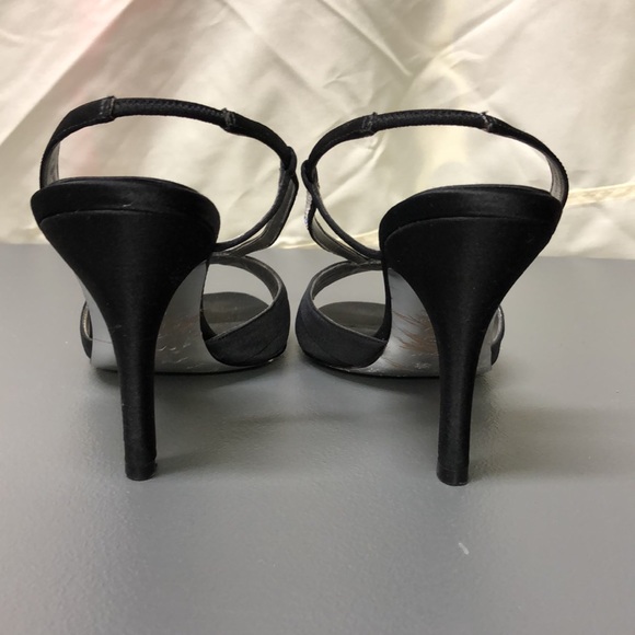 Nina | Black Faux Diamond Strappy Heels - Picture 5 of 9